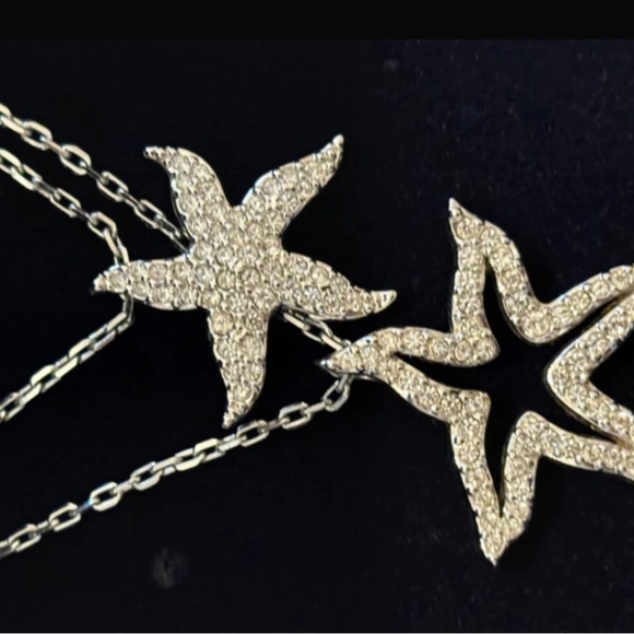 Authentic Swarovski Double Starfish silver necklace - Picture 2 of 7